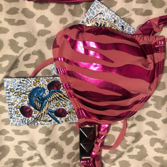 REPOSTING - Affliction Sinful Pink Zebra Striped Bikini - Picture 6 of 7